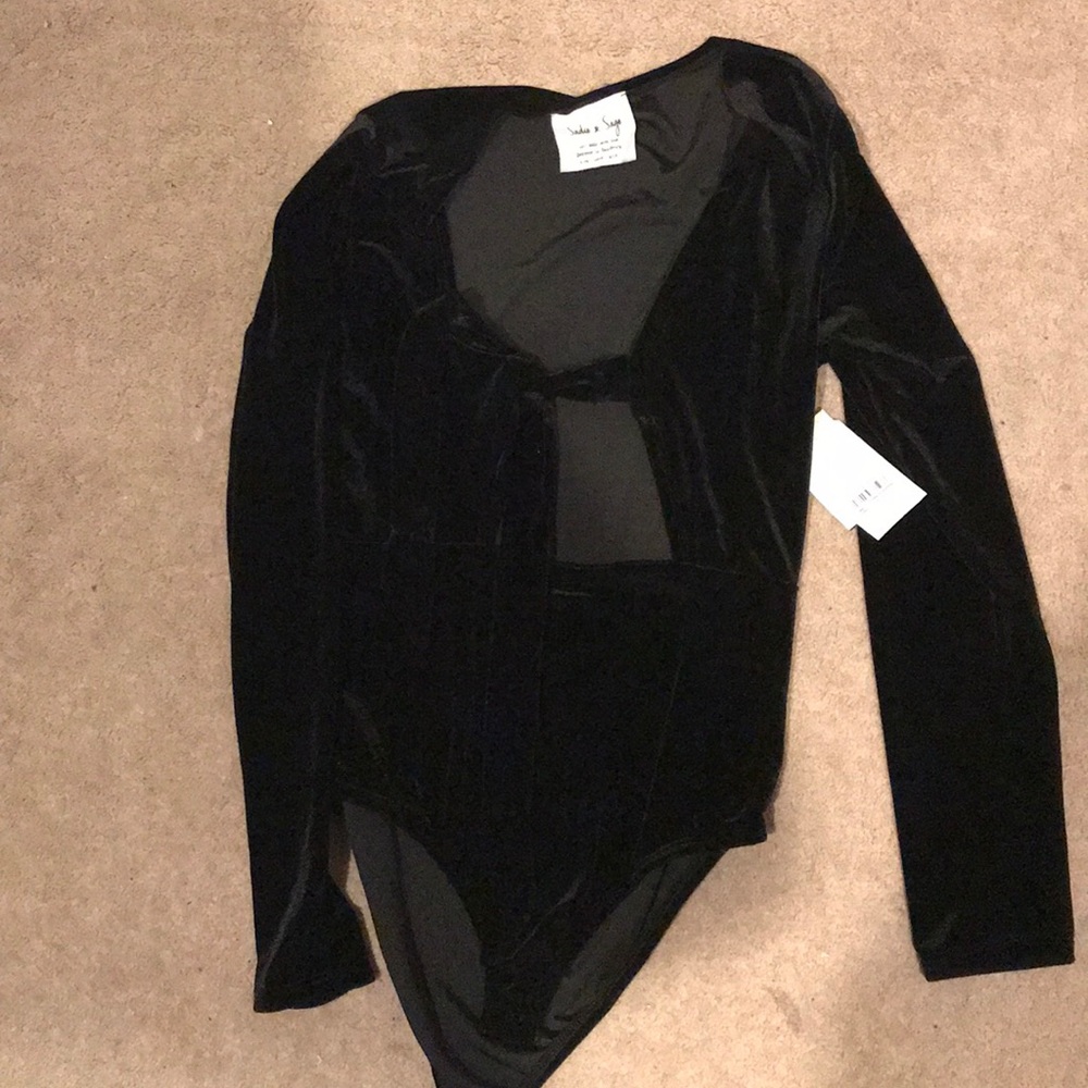 Velvet tight one piece with open front